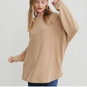 Jenni Kayne XXS Boyfriend Longsleeve Light Sweater T Shirt Camel Cotton Knit